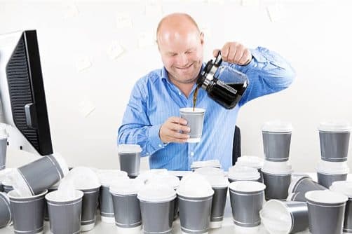 Drinking 6 more cups of coffee per day may lead to drinking 7 or more cups of coffee per day.